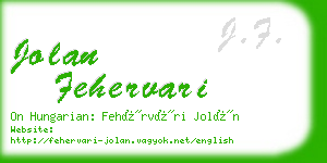 jolan fehervari business card